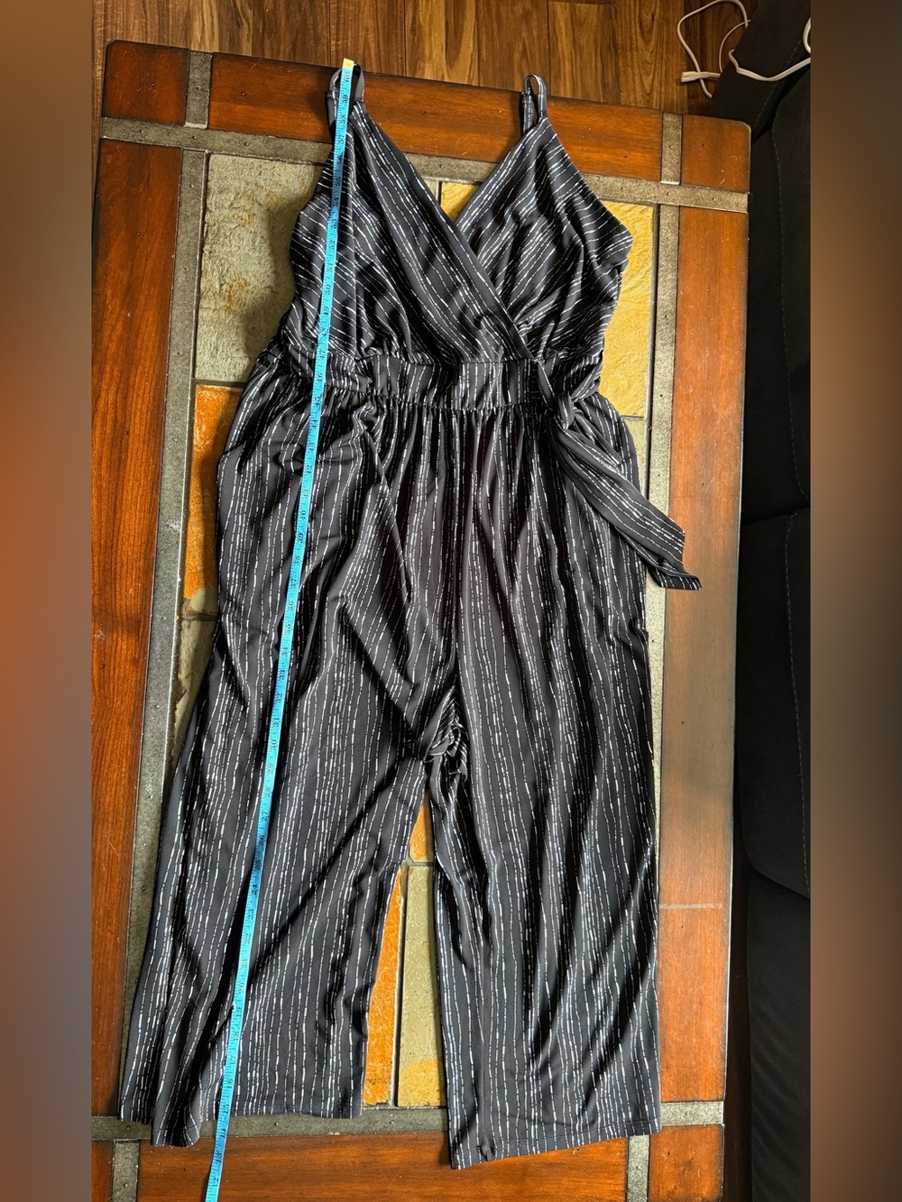 Kaileigh romper lightweight spaghetti straps xxl black white pin stripe beach